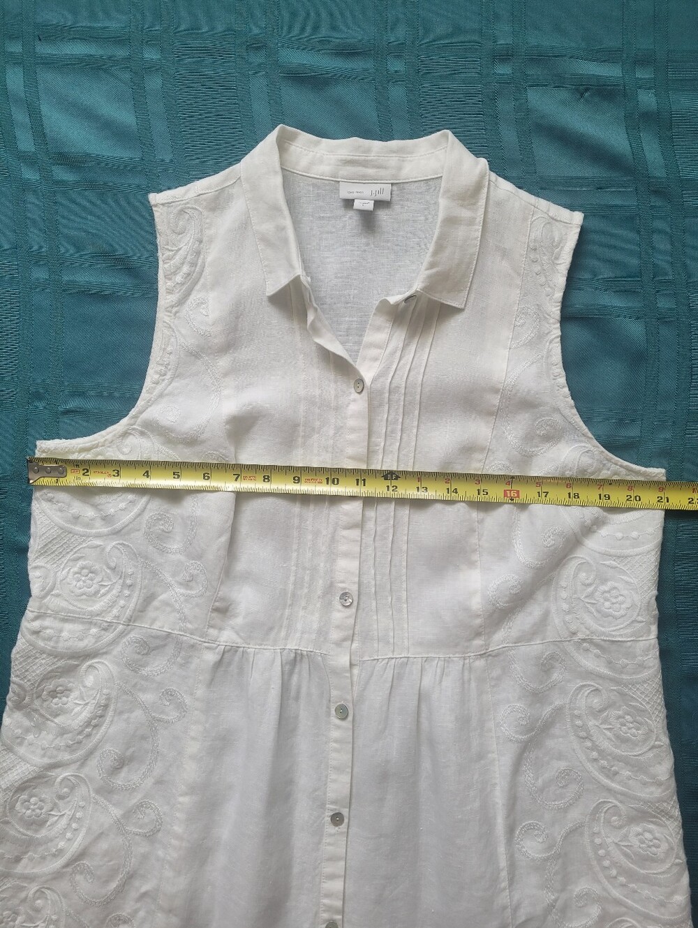 J. Jill White Sleeveless Button-Front Linen Dress - Picture 9 of 10